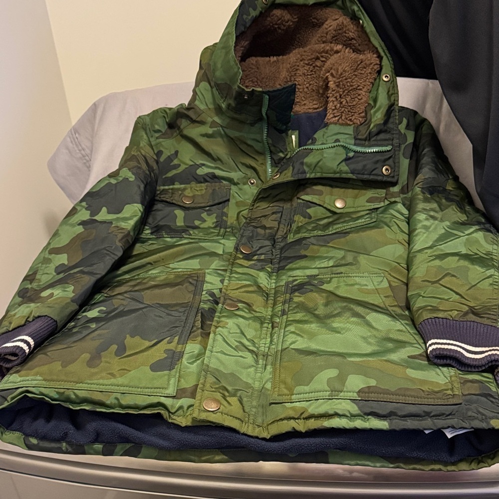 J. Crew CrewCuts Camouflage Green Puffer Jacket
